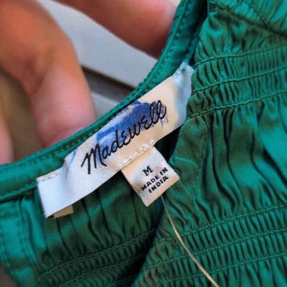 NWT Madewell Dress Melody Bubble-Hem Smocked Midi Poplin Verdant Green Size M - Picture 5 of 16